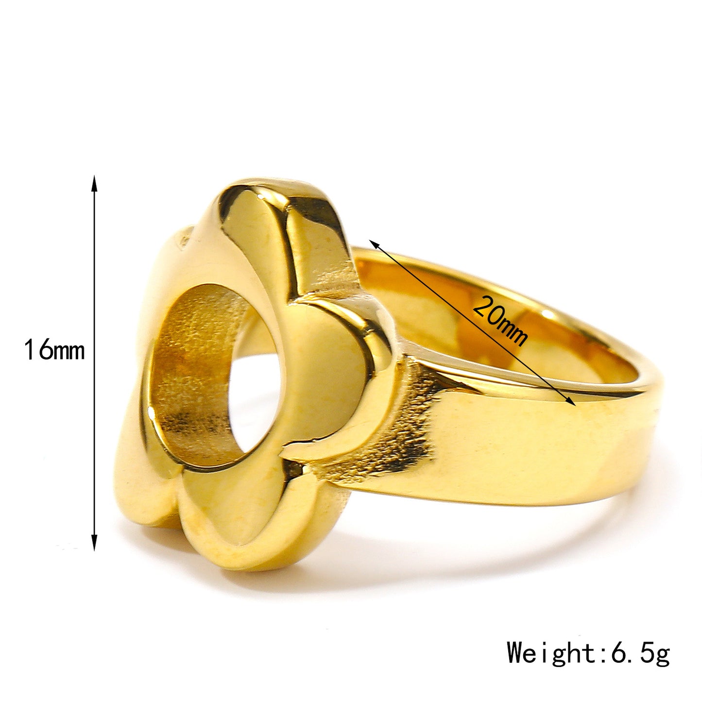 Niche Temperament All-match Heart-shaped Flower Titanium Steel Ring