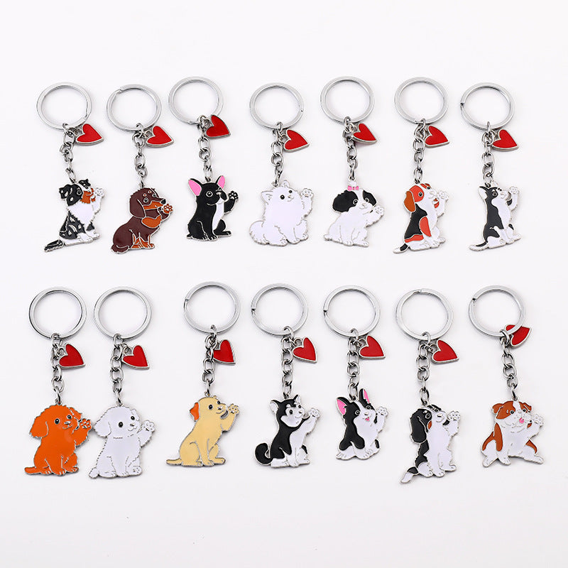 Cute Waving Puppy Dog Keychain Keyring Alloy Metal Charm Car Accessory Fashionable Gift For Dog Lovers For All