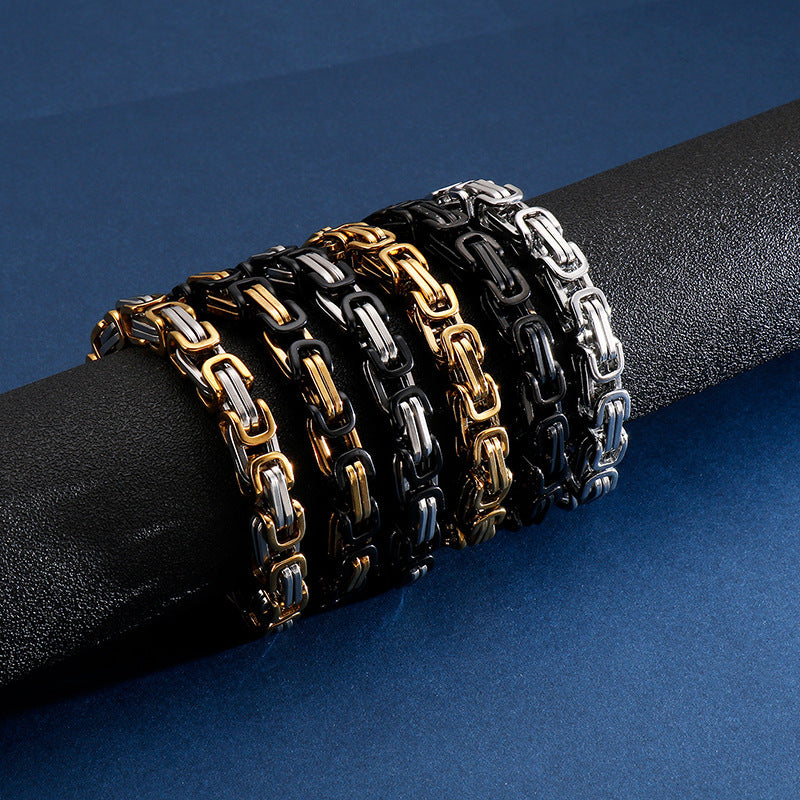 Stainless Steel Unisex Bracelet Square Buckle Electroplated Fashion Jewelry Design For Everyday Wear Accessory