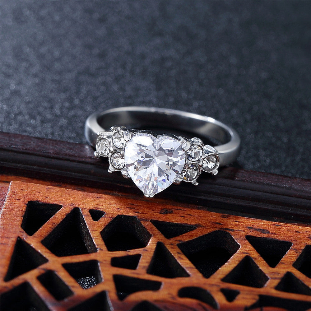 Women's Wedding Diamond Zircon Titanium Steel Ring