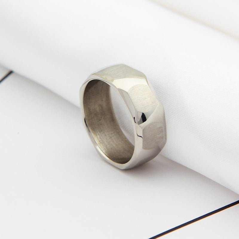 Mens Stainless Steel Ring European American Rhombus Ring Titanium Steel Diamond Ring Retro Band Ring Statement