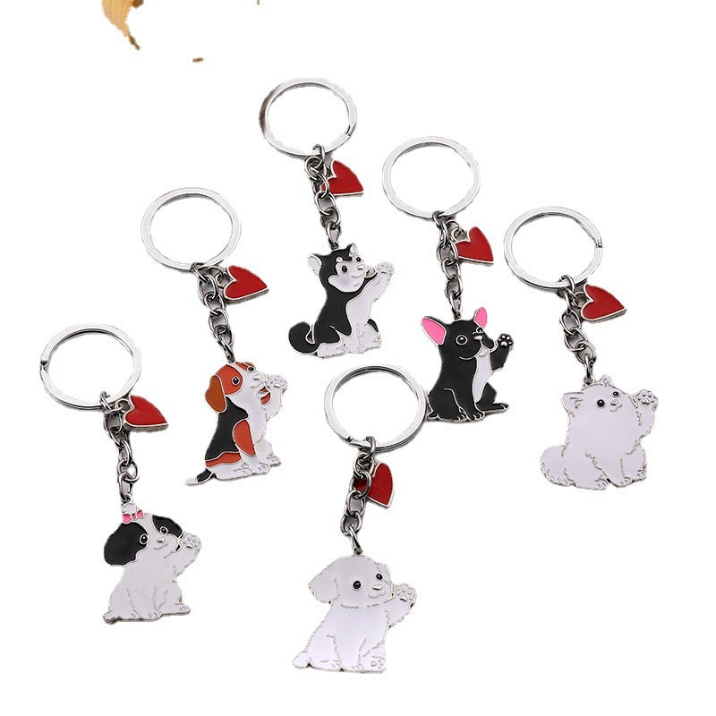 Cute Waving Puppy Dog Keychain Keyring Alloy Metal Charm Car Accessory Fashionable Gift For Dog Lovers For All