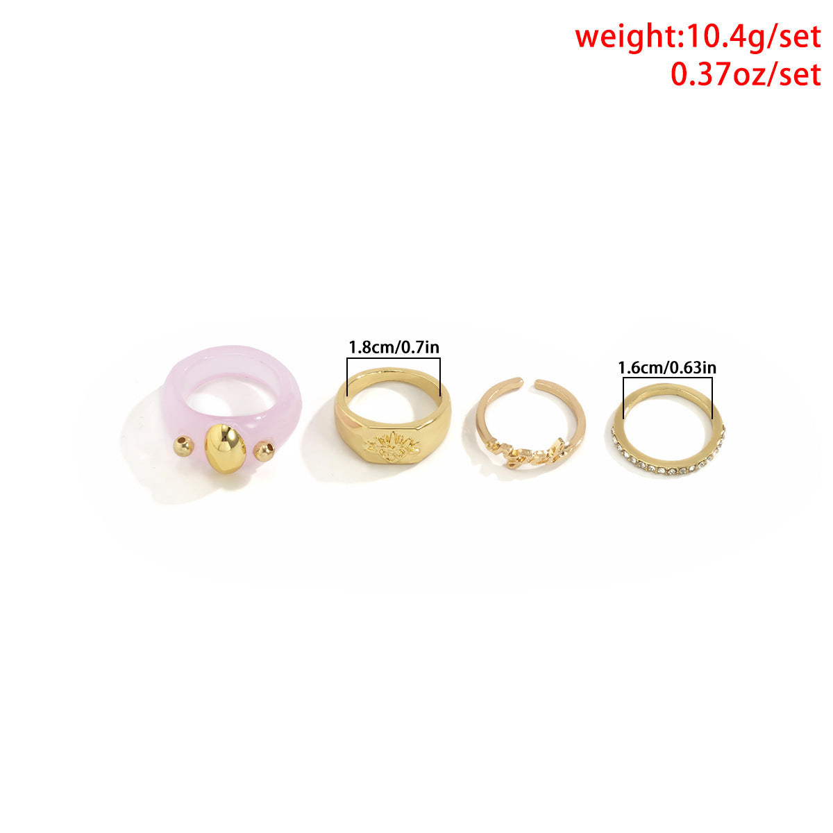 Geometric Letter Ring Set Vintage Alloy Rhinestone Pave