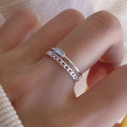 Womens 925 Silver Ring Double Layer Minimalist Geometric Electroplated Jewelry For Women And Girls Silver Or Gold