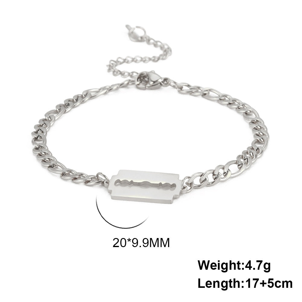 Unisex Stainless Steel Bracelet Double Hole Blade Design Geometric Quadrilateral Bracelet Gift For Advertising