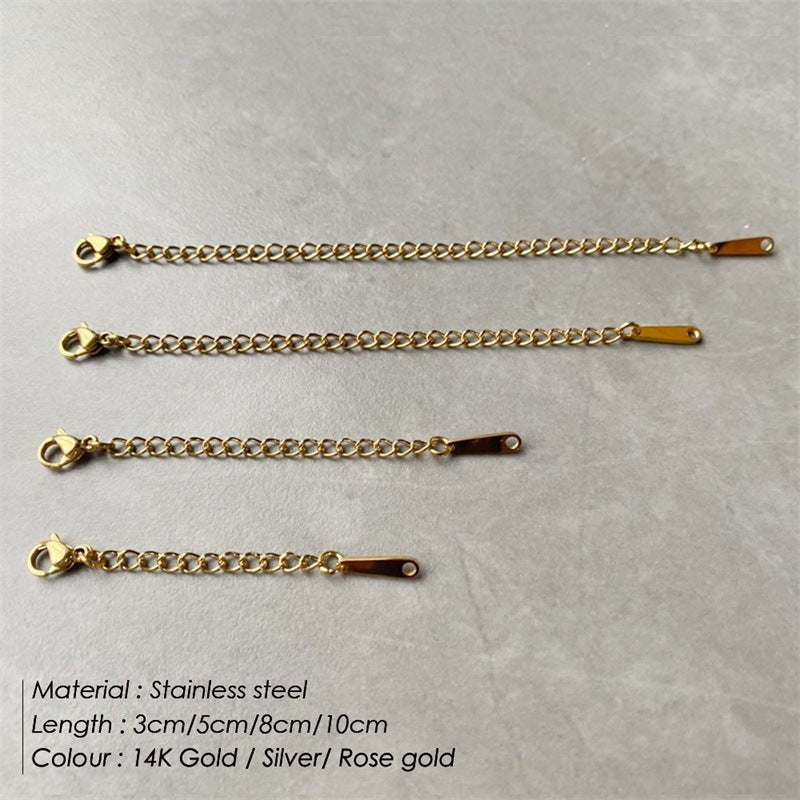 Stainless Steel Jewelry Extension Chain Adjustable Simple Design Long Tail Extender For DIY Necklace Bracelets