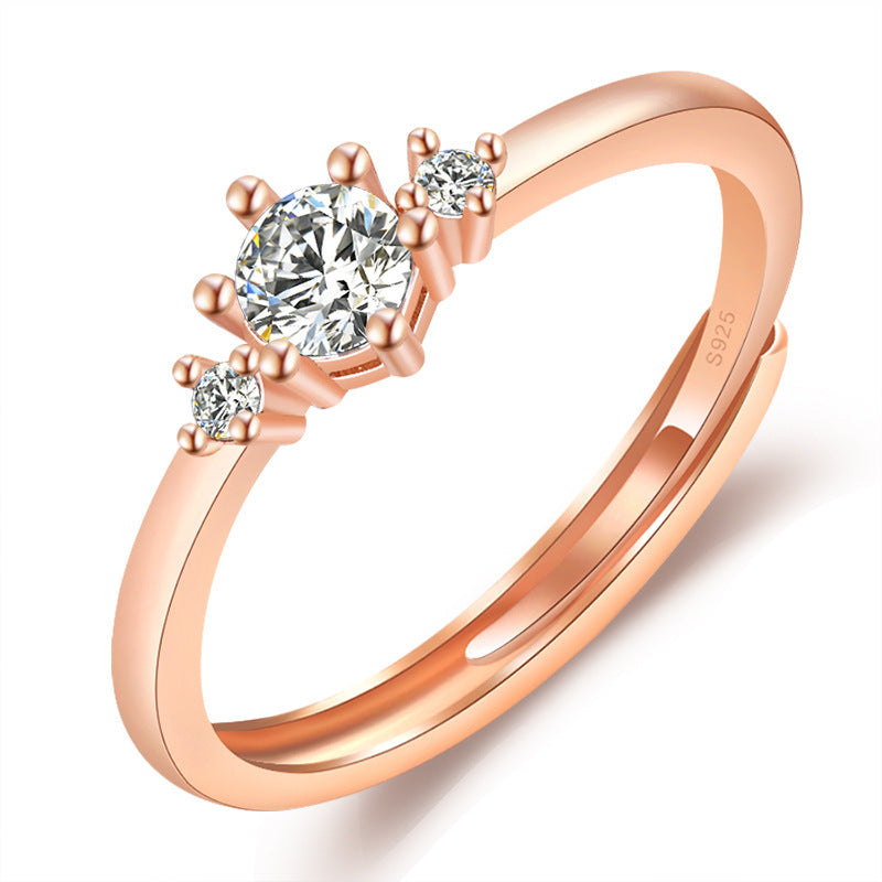 Womens Copper Adjustable Opening Geometrical Ring Electroplated Rose Gold and White Gold Rings Fashion Jewelry