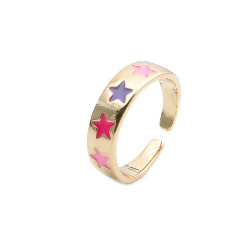 Women Copper Adjustable Ring With Micro Inlay Zircon Geometric Design Jewelry For Everyday Wear Everyday Style