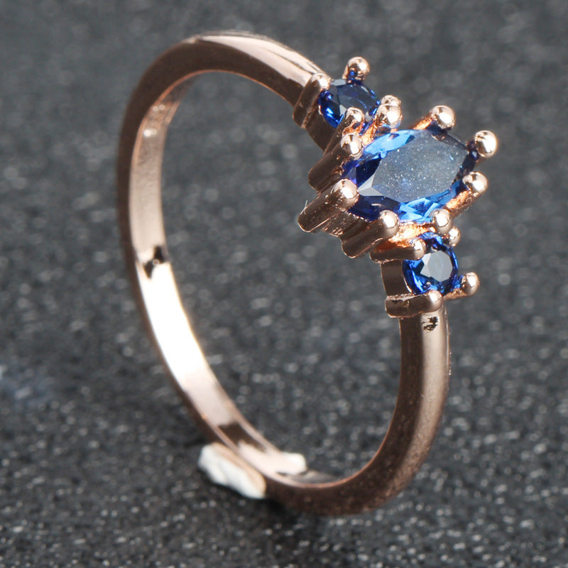 Womens Geometric Alloy Ring With Artificial Gemstones Electroplated Metal Ring European Design Fashion For Hers