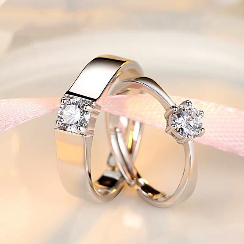 Couple Rings Adjustable Fashion Rings Platinum Plated Copper Matching His Hers Open Mens Womens Open Timelessly