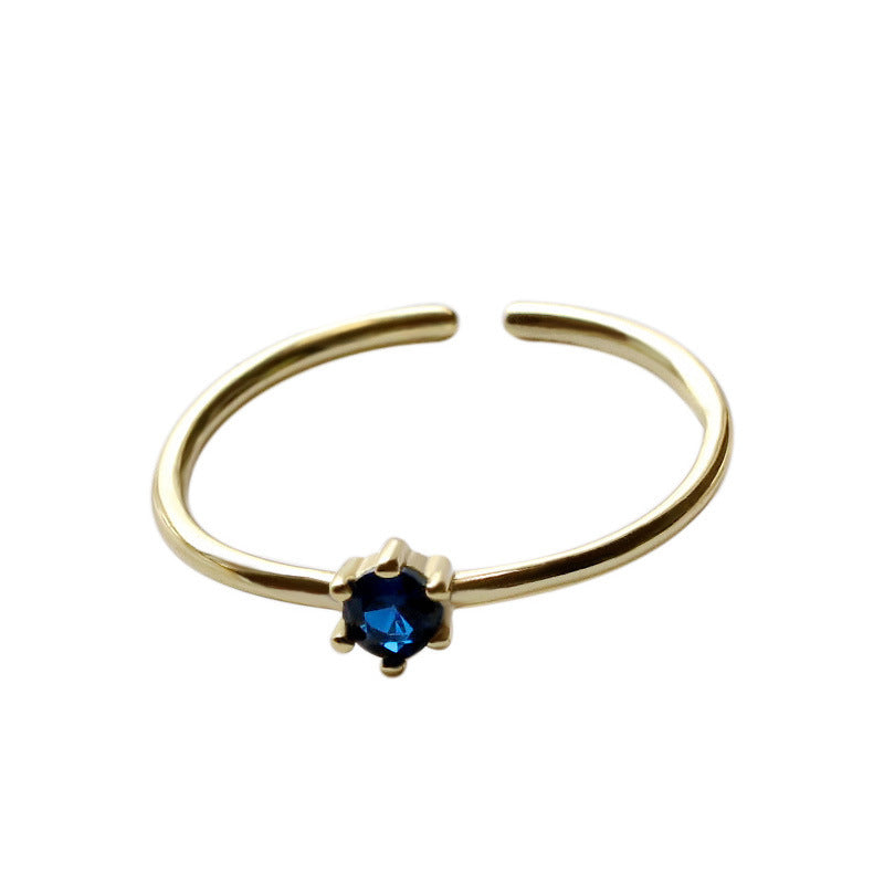 Blue Diamond Adjustable Ring Gold Plated Copper Geometric