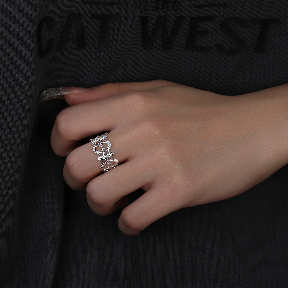 Adjustable Crown Ring For Women And Men Copper Ring With Gold Plated Artificial Gemstones Korean Fashion Trend