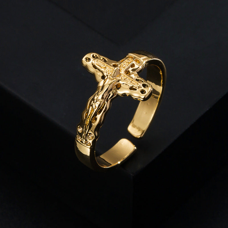 Womens Adjustable Copper Ring Gold Plated With Zircon Inlaid Geometric Design Elegant Wedding Jewelry For Women