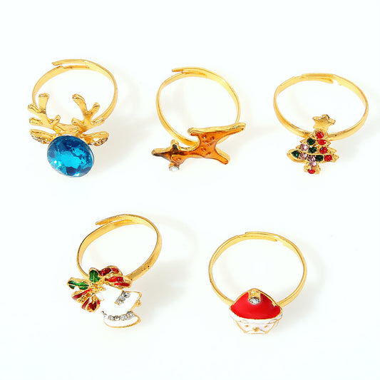 Womens Alloy Ring Christmas Dots Diamond Ring Fashion Jewelry Holiday Gift European American Ring Women Ladies