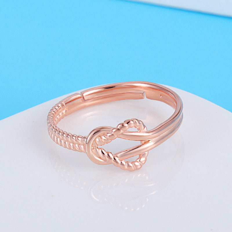 Women's Fashion Ring S925 Silver Ring Electroplated Rose Gold Geometric Ring for Her Elegant Ring Anniversary Ring Gift for Women and Girls