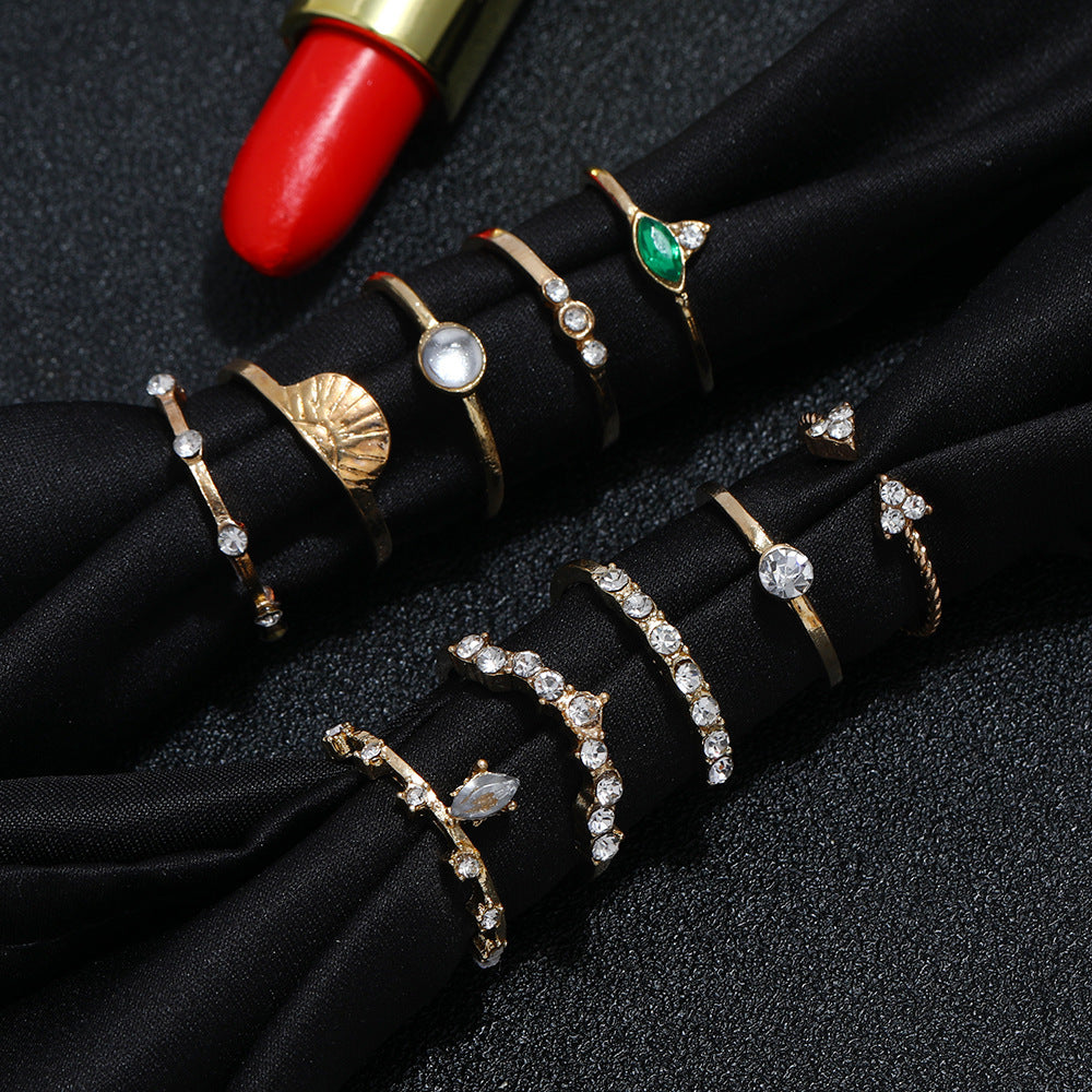 Alloy Zircon Ring Set Micro Inlaid Elegant Jewelry For Women And Girls Daily Wear Fashion Daily Wear Sparkles