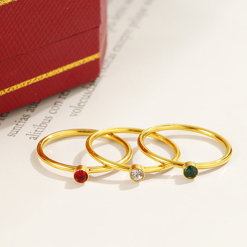 Titanium Steel Ring Electroplated With Zircon Accent Design Simple Band Jewelry Gift For Her Elegant Daily Wear