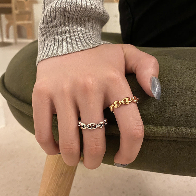 Silver Plated Geometric Ring For Women Adjustable Opening Retro Style Jewelry Gift Fashionable Accessory For Everyday