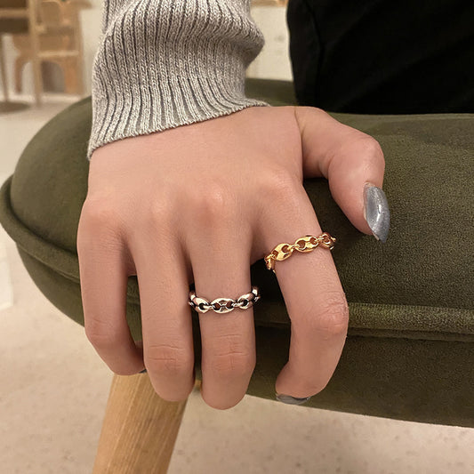 Silver Plated Geometric Ring For Women Adjustable Opening Retro Style Jewelry Gift Fashionable Accessory For Everyday