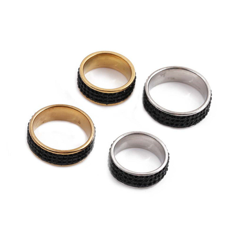 Stainless Steel Diamond Ring Jewelry 8 Mm Wide Durable Metal Band Ideal For Travel Gifts Anniversary Gifts And