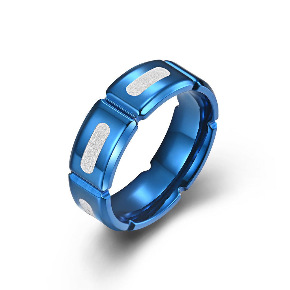 Slotted Stainless Steel Frosted Ring Carved Grooves Pressed Sand Gold Blue Simple Style Sizes 8 9 10 11 12 8 9