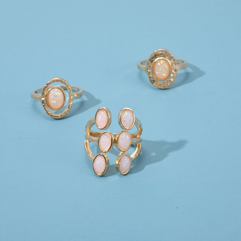 Womens Fashion Rings Set Three Piece Simple Geometric Alloy Rings Electroplated Finish Individually Packed Chic