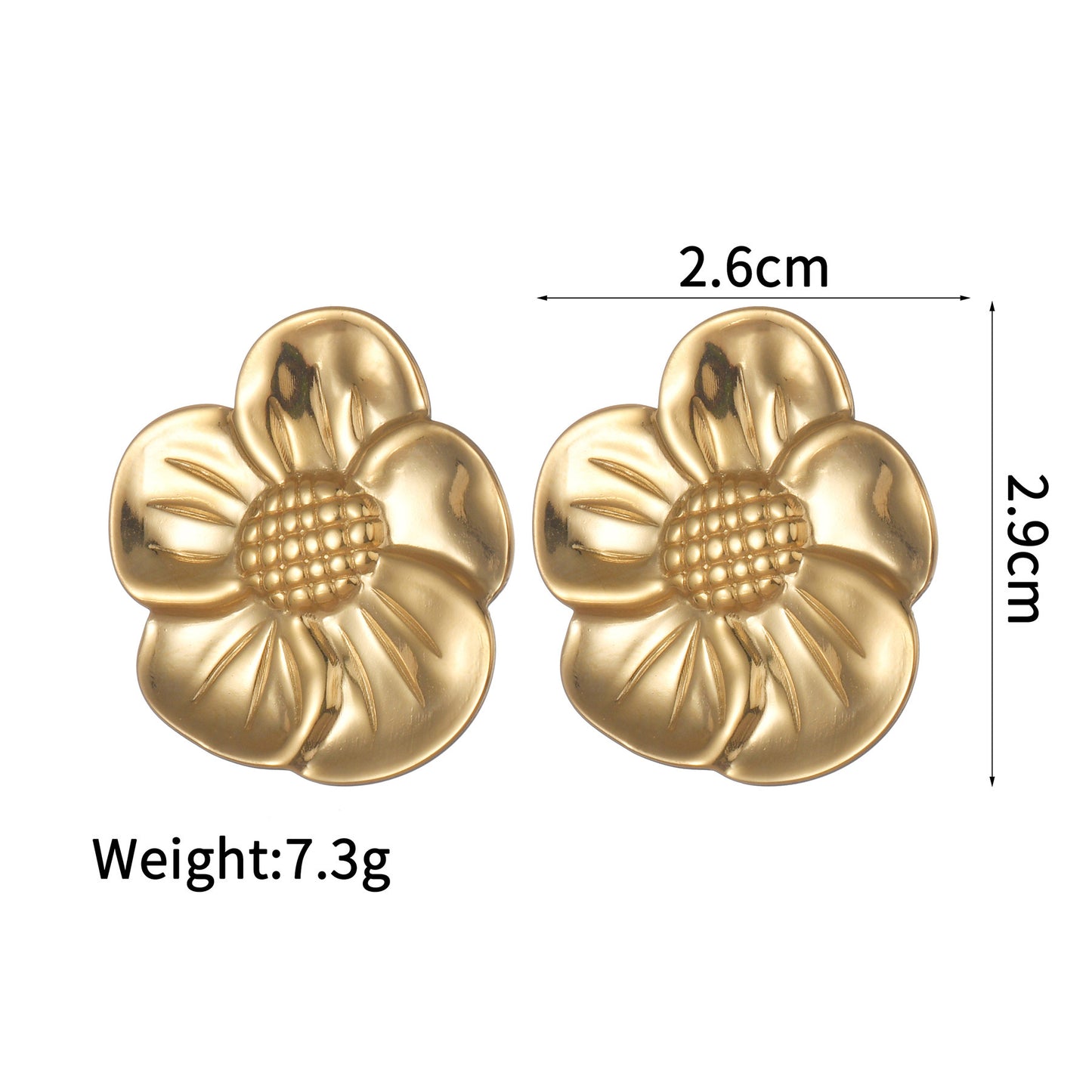 Textured Retro Gold Stainless Steel Flower Open Ring For Women Elegant Statement Jewelry Gift Idea Handcrafted Finish