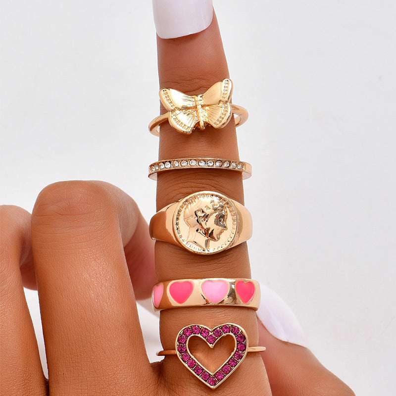 Womens Irregular Ring Set Zinc Alloy Electroplated Jewelry