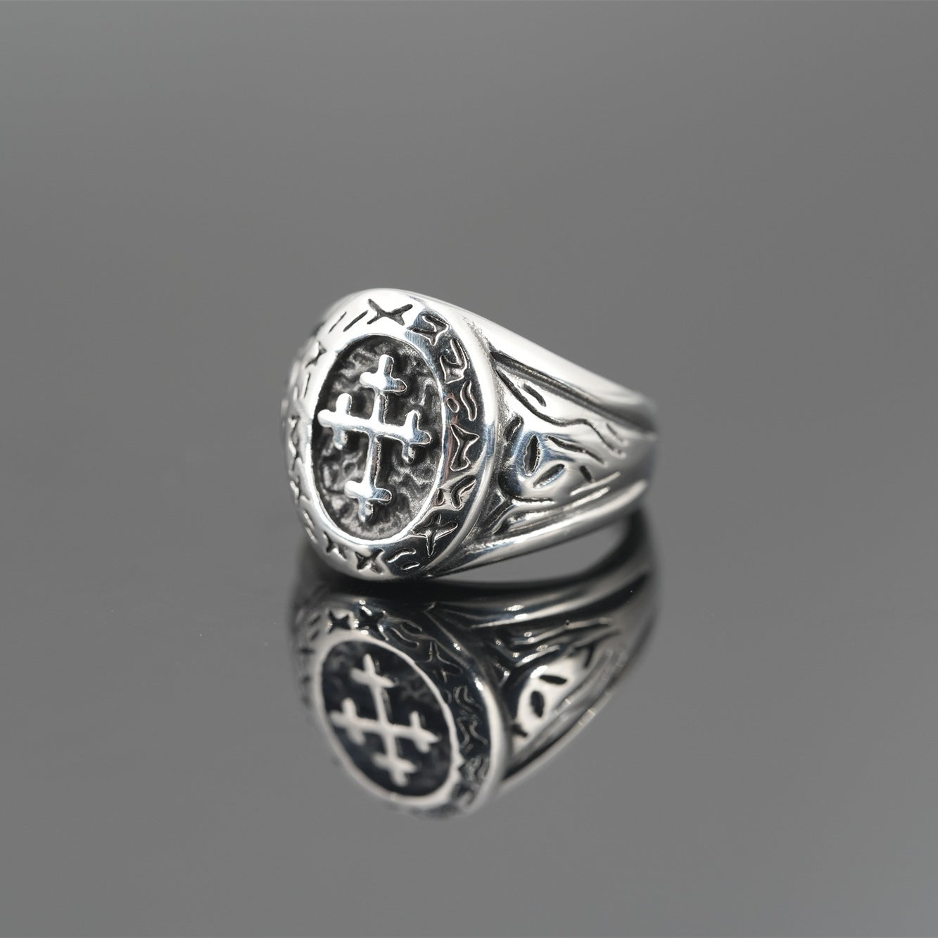 Mens Titanium Steel Rings Hip Hop Retro Geometric Design Durable Fashion Jewelry Everyday Wear Statement Piece