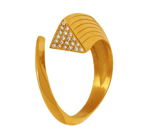 Geometric Zirconia Ring Elegant Women Jewelry Anniv Gift Statement Ring Modern Design For Her Special Occasion