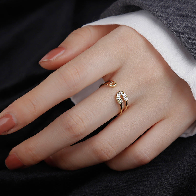 Womens Sterling Silver Paper Clip Ring Adjustable Opening Fashion Ring Gold Or Silver Tone Daily Wearable Chic