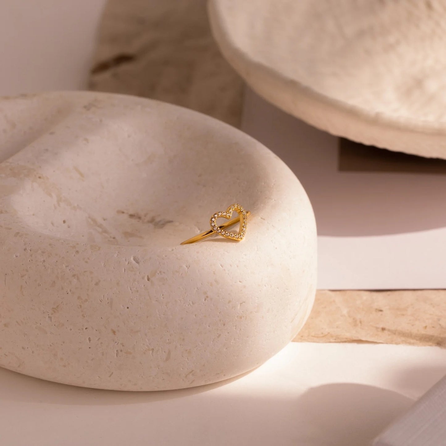 Couple Heart Ring with Diamond Stainless Steel Love Heart Promise Ring Wedding Bands for Lovers