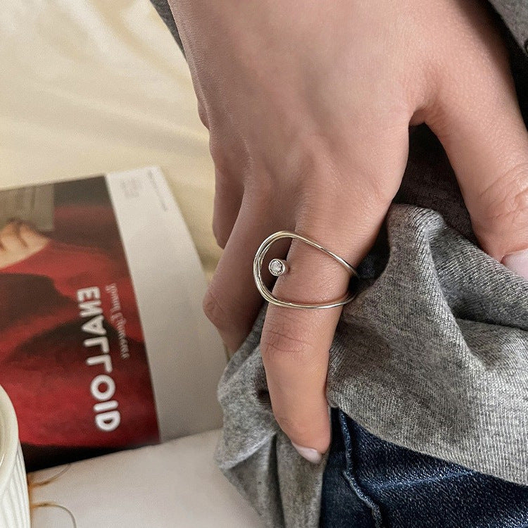 Open Ring For Women Elegant Hollowed Out Design Copper Ring With 925 Sterling Silver Finish Fashion Accessory Jewelry