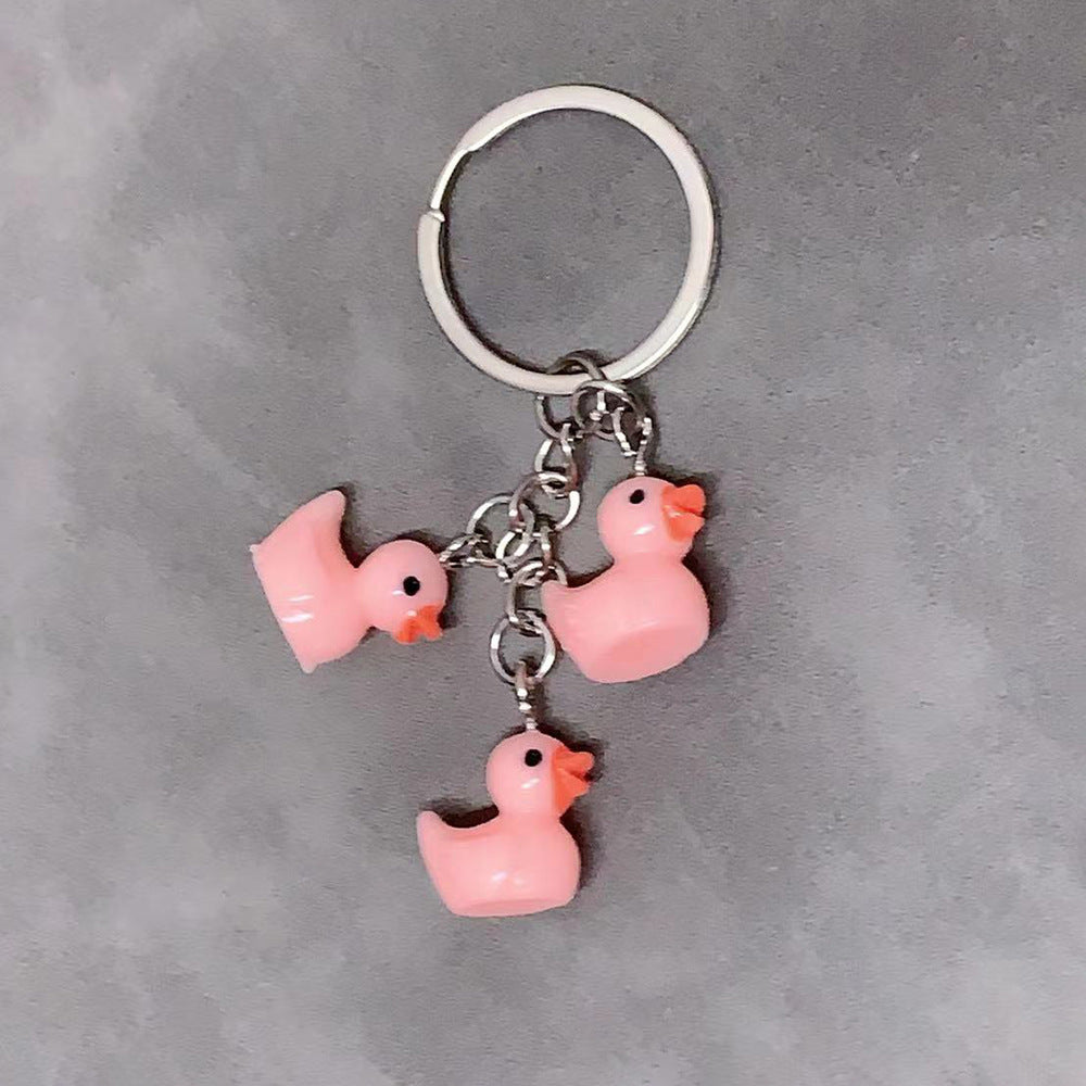Cute Duck Keychain Pendant Women Girls Trendy Fashion Accessory Gift For Bags Backpacks Purses Resin Finish Shiny