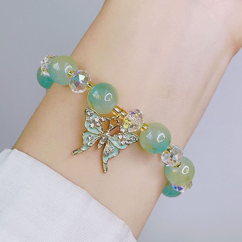 Women Glass Bracelet Elegant Fashion Accessory With Colorful Glaze Butterfly And Bear Design For Women Lovers