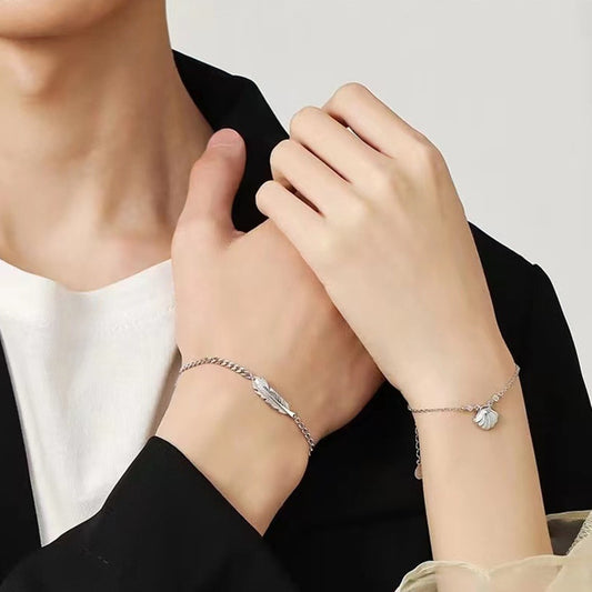 Matching Couple Bracelets His And Hers Feather Design Animal Zodiac Adjustable Bracelet With Extension Chain For Men