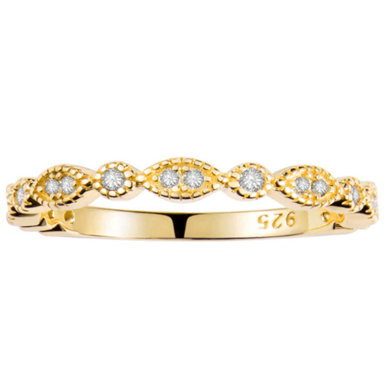 Women's Geometric Ring with Horse Eye Pattern Electroplated S925 Silver Ornament Rose Gold Ring Gold Ring Platinum Ring for Her Simple Retro Ring