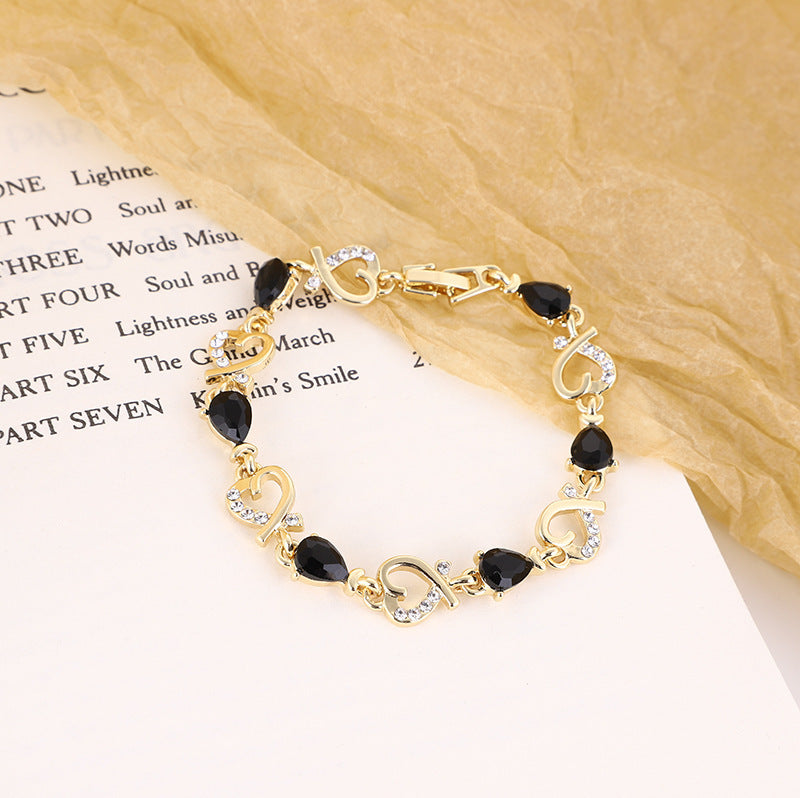 Korean Style Water Drop Alloy Bracelet With Zircon Gems Crystal Jewelry For Women And Girls Sparkle Style Glow