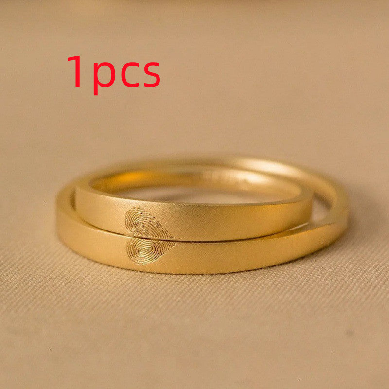 Couples Fingerprint Love Ring Gold Tone Alloy Promise Anniversary His And Hers Matching Jewelry Quality Classy