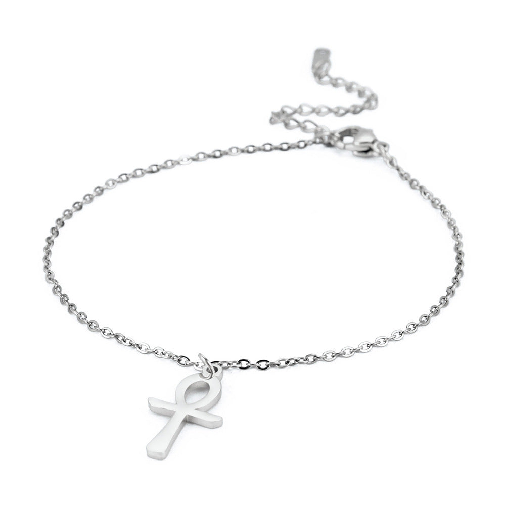 Womens Stainless Steel Cross Bracelet Simple Chic Religious Jewelry Cross Charm Bracelet Gold Or Steel Finish Everyday