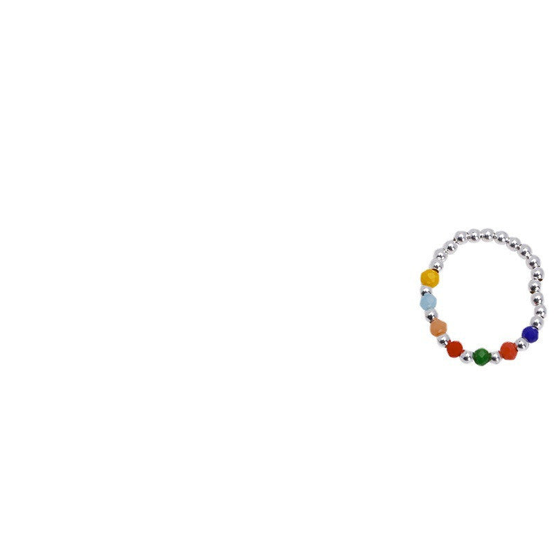 Womens Adjustable Crystal Beaded Ring Copper Band With Plant Flower Design Electroplated Fashion Jewelry Rings