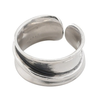 Vintage Copper Ring For Women Adjustable Geometric Design Thai Silver Plated Rounded Ring Jewelry Accessory Elegant Wear