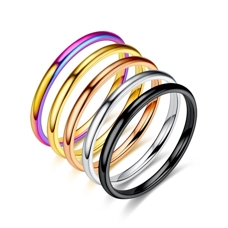 Stainless Steel Couple Rings Matching Bands Simple Glossy Style for Women and Men Anniversary Jewelry Gift Set