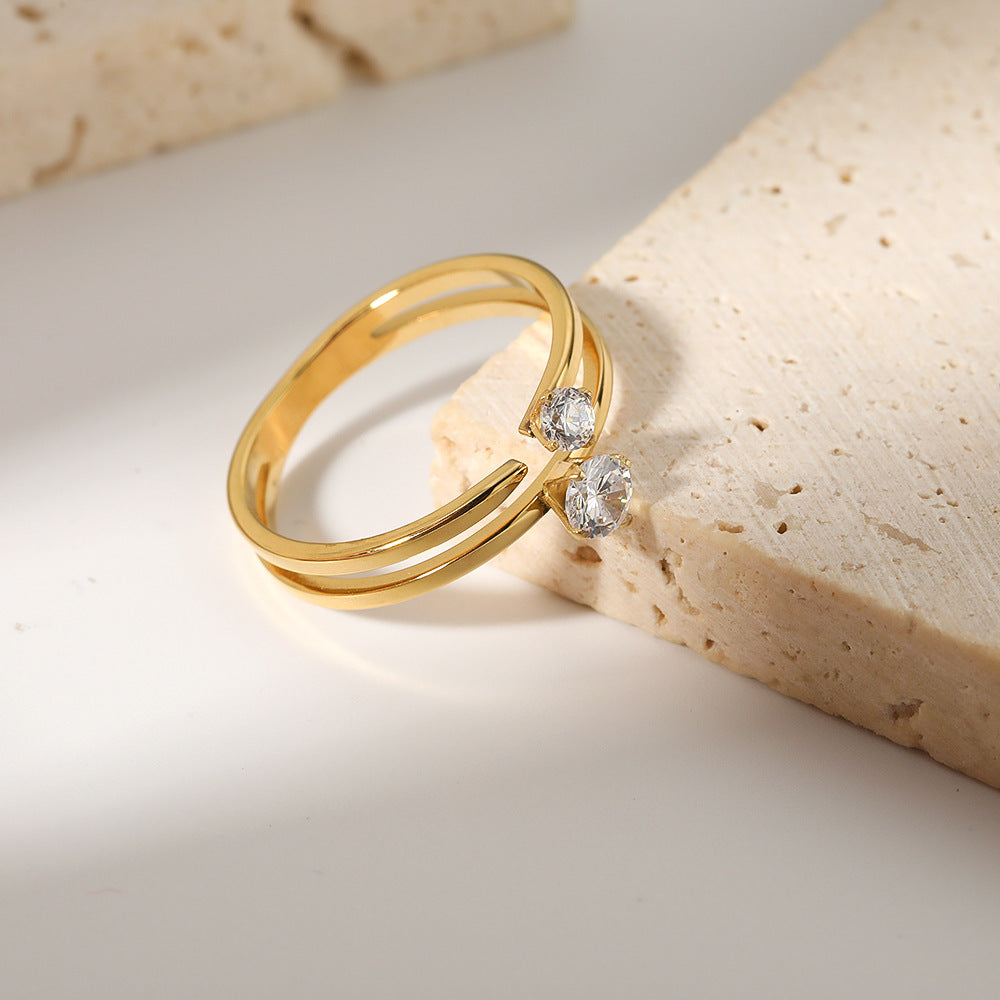 Stainless Steel Ring Gold Electroplated Fashion Jewelry For Women All Match Gifts Size 7 Elegant Everyday Style