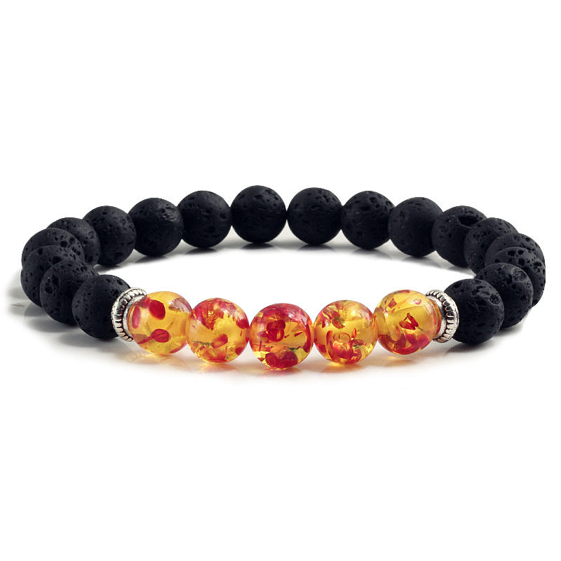 Unisex Natural Stone Turquoise Volcanic Rock Bracelet Adjustable Elastic String Geometric Design For Men Women