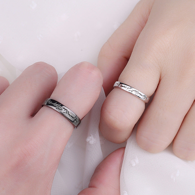 Couple Rings Cartoon Constellation Engraved Alloy Rings Black and White Wedding Bands Individually Packed Gift