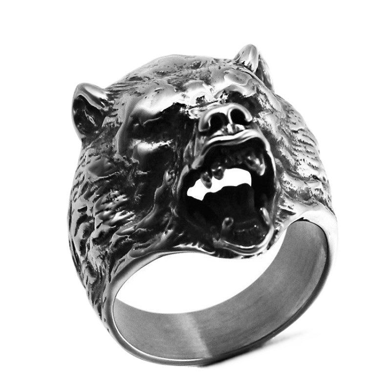 Unisex Wolf Head Stainless Steel Ring For Couples Size 8 9 10 11 12 Polished Durable Polished Finish For Daily