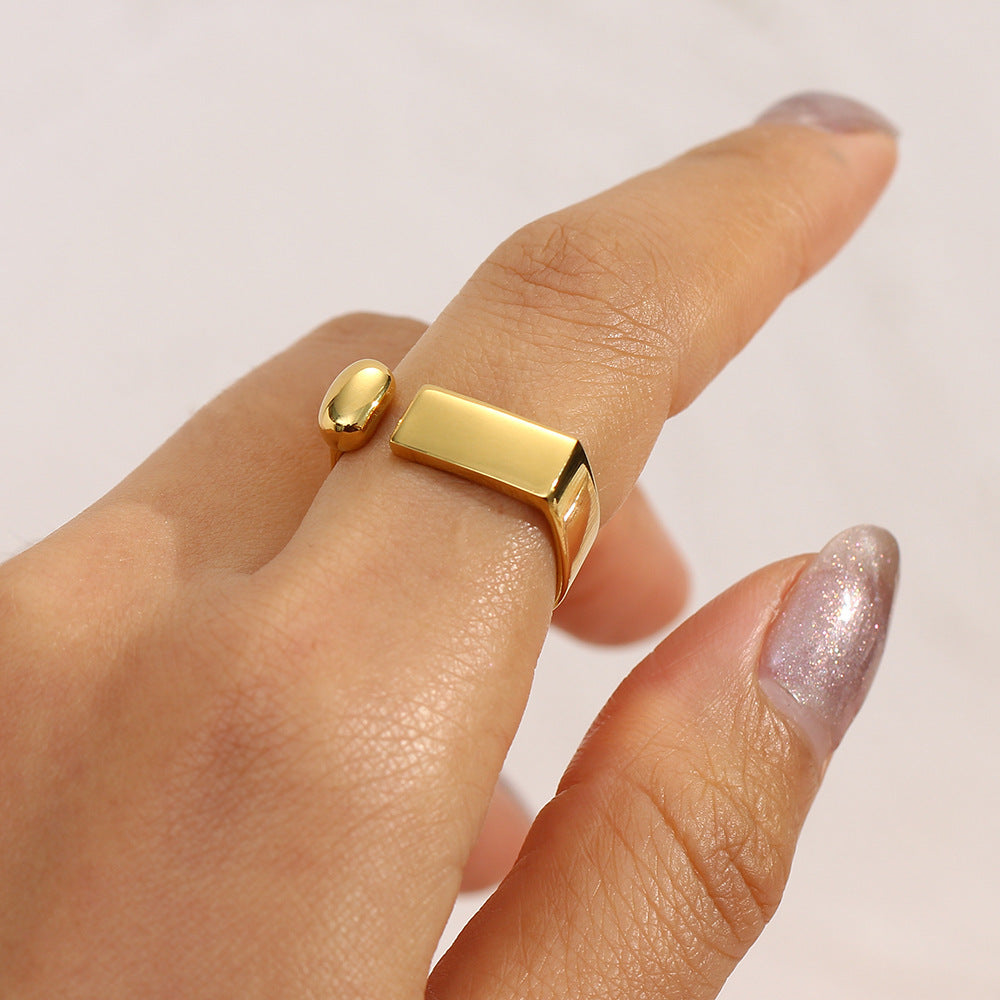 Womens Geometric Bar Opening Ring Electroplated Stainless Steel Ring Fashion OL Ring Womens Ring Gold Ring Jewelry Gift for Her