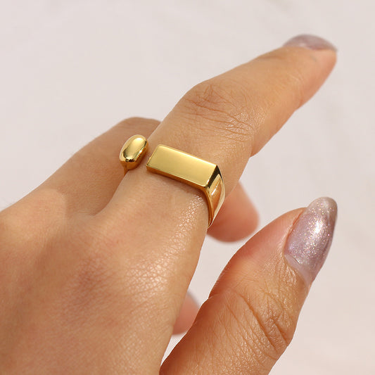 Womens Geometric Bar Opening Ring Electroplated Stainless Steel Ring Fashion OL Ring Womens Ring Gold Ring Jewelry Gift for Her