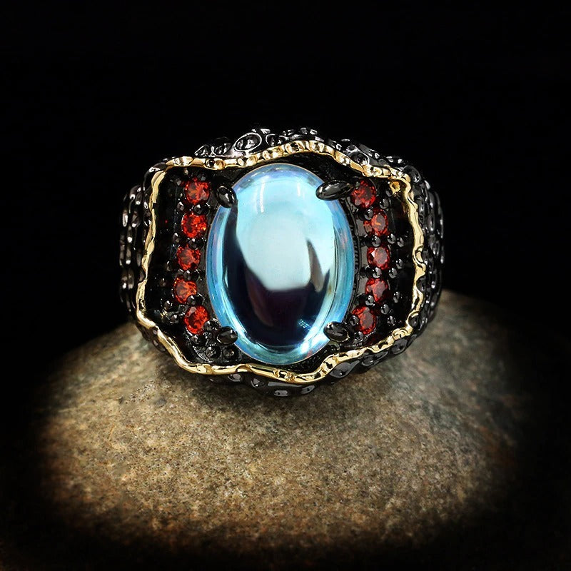 Womens Retro Exaggerated Braided Ring With Rhinestones Jewelry Statement Accessory for Fashion Everyday Glam Accessory